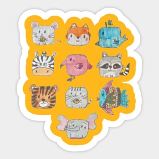 Cute Pack of Funny Animals Sticker